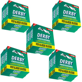 Derby 1000 professional blade close-up showing a sharp edge for precise straight razor shaves.