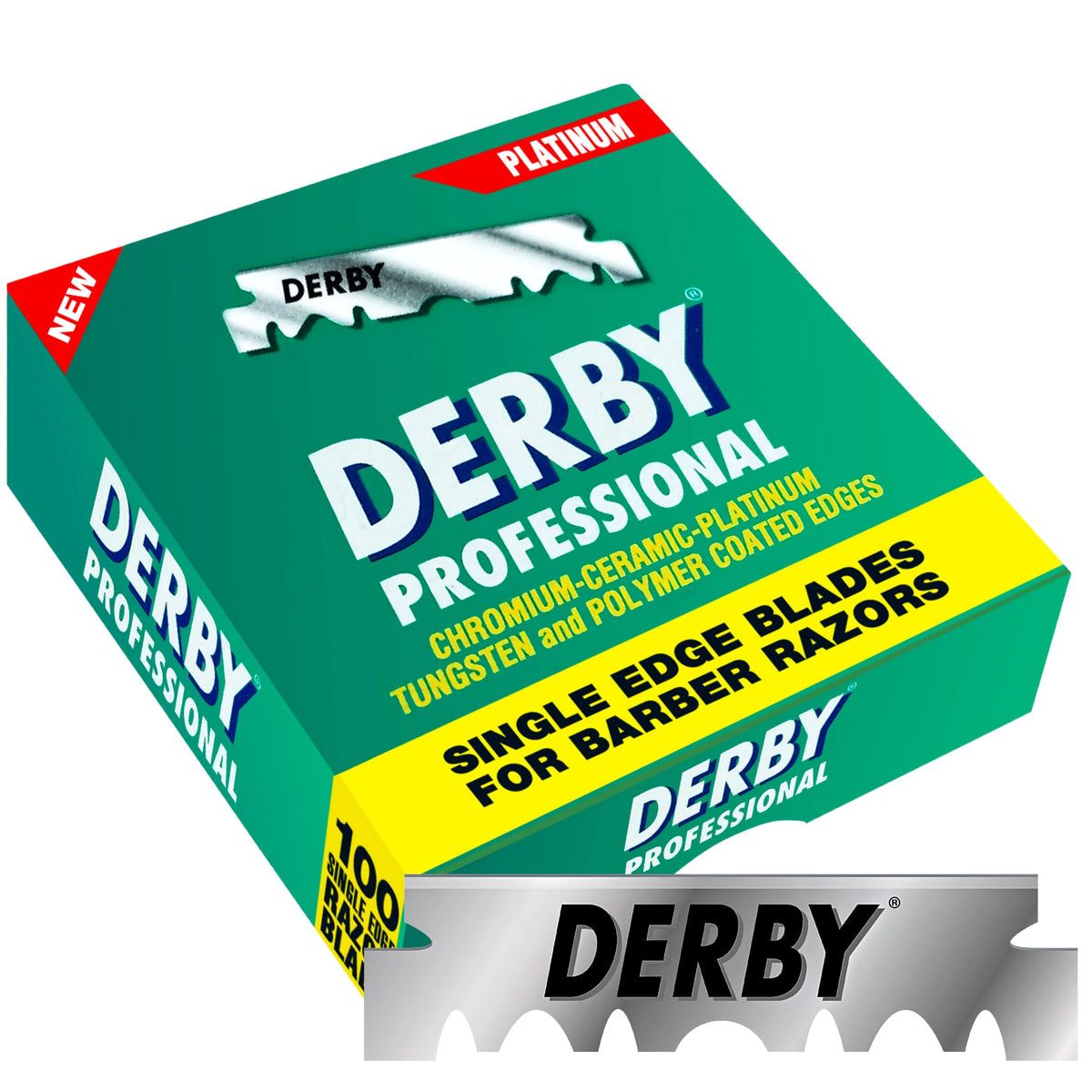 Derby 1000 blade resting in a blade holder showcasing sturdy construction.