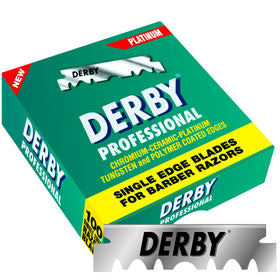 Derby 1000 blade resting in a blade holder showcasing sturdy construction.