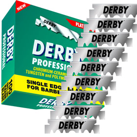Derby 1000 blade pack image ready for barber-grade straight razor use.