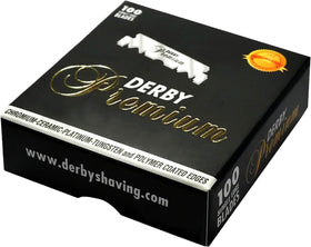 Derby Premium pack opened, blades neatly displayed for use.
