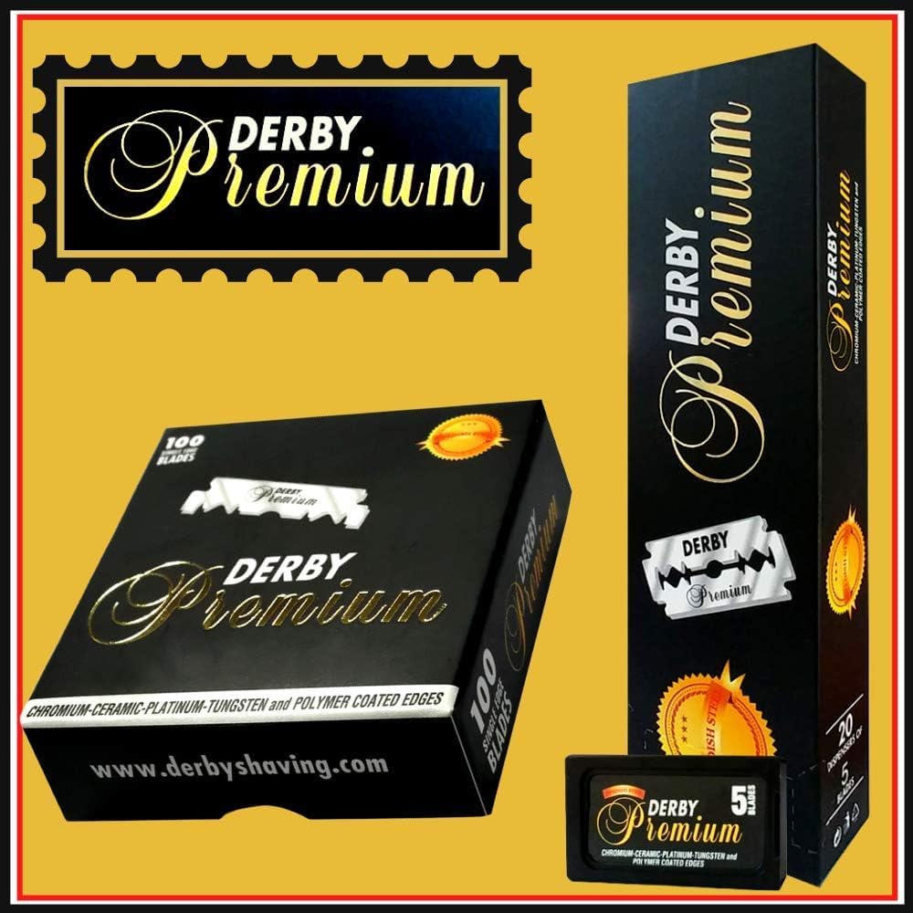 Derby Premium Swedish steel origin highlights premium quality.