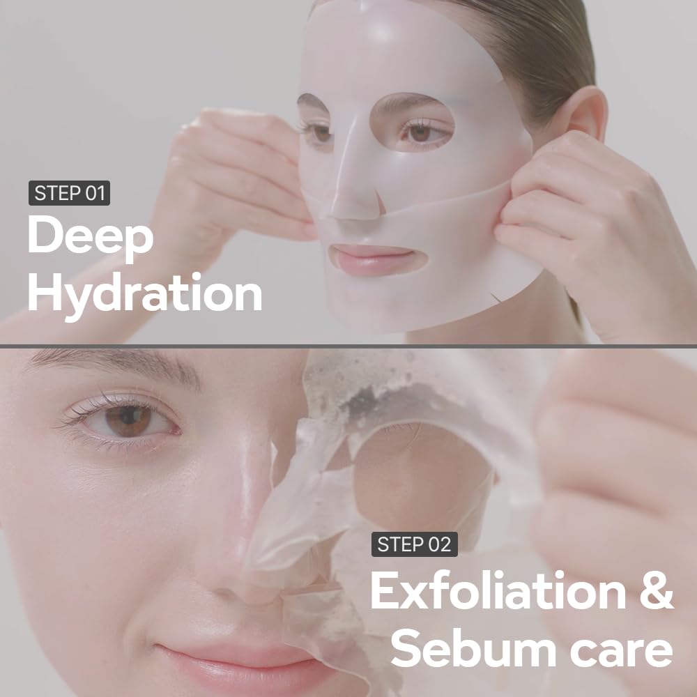 DERM ALL MATRIX exfoliating sheet reveals refreshed skin after use
