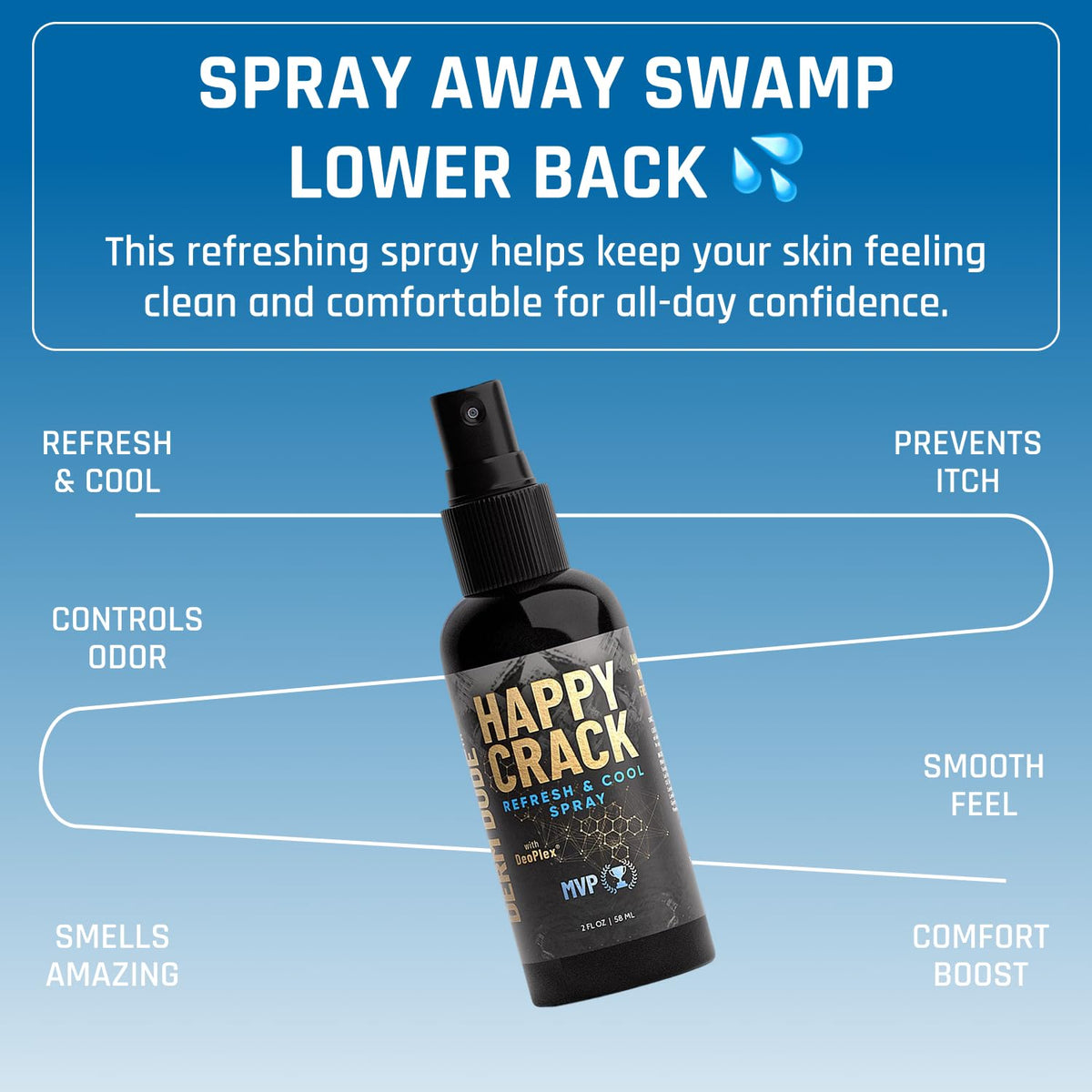 Derm Dude Happy Crack Refresh mist shows quick, no-muss application.