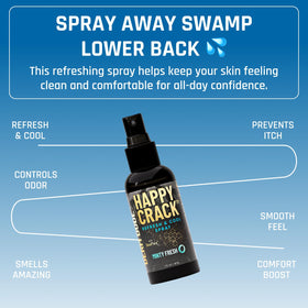 Derm Dude Happy Crack Refresh spray in action for quick odor control.