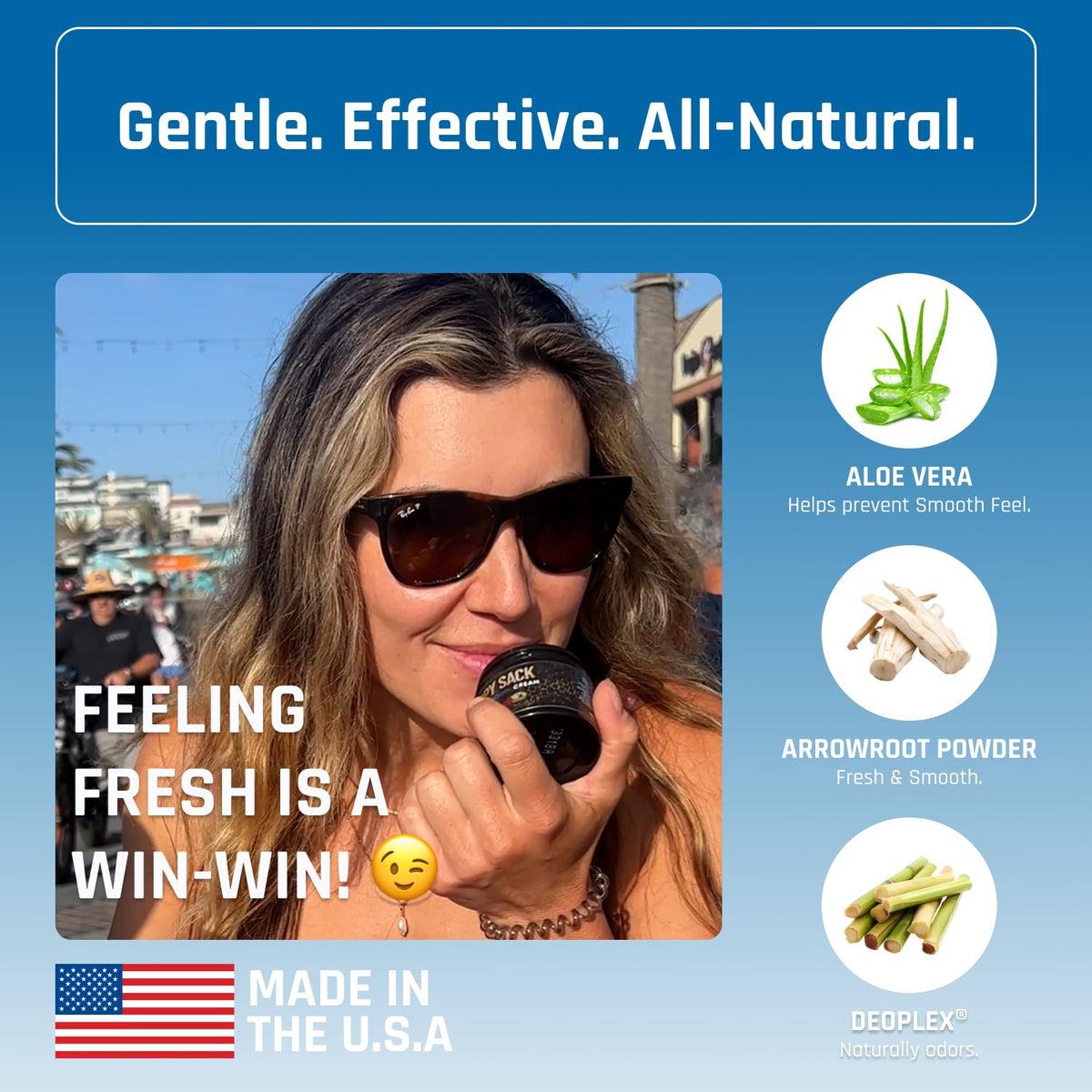 Derm Dude with DeoPlex blend for nourishment and odor control.