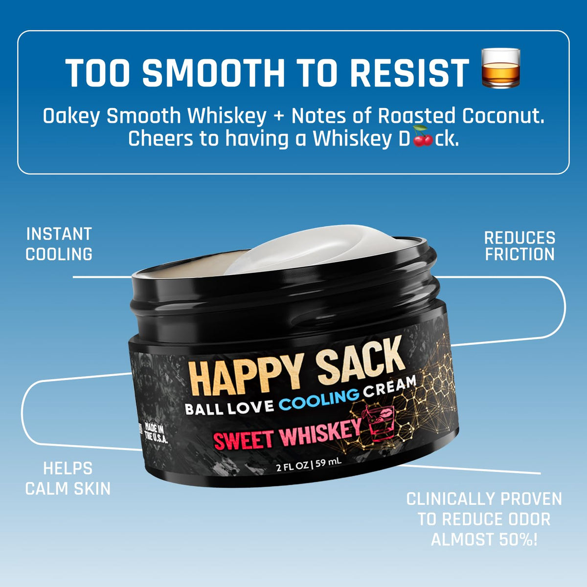 Derm Dude Happy Sack Ball Deodorant application close-up showing smooth, quick-absorbing cream.