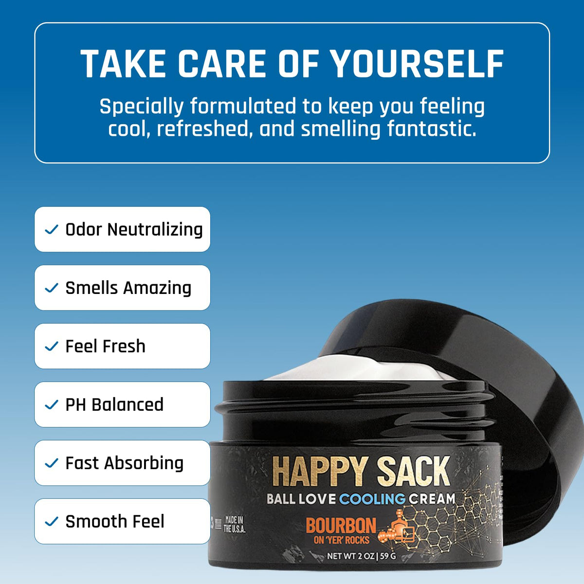 Derm Dude Happy Sack lightweight formula demonstrates easy, non-greasy application.