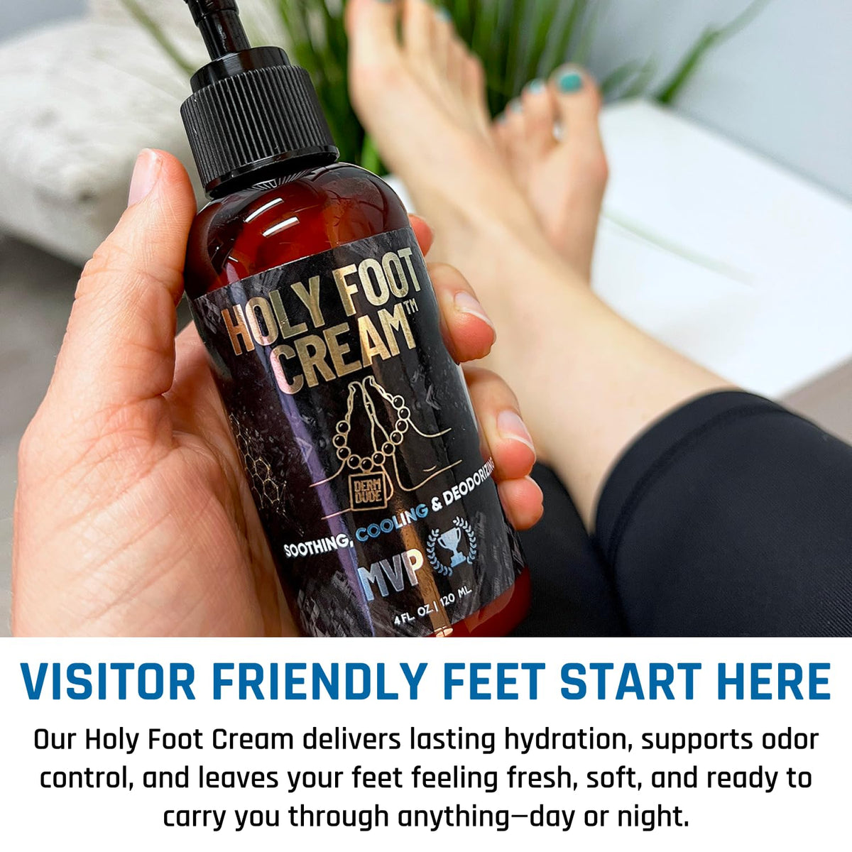 Derm Dude Holy Foot Cream arrowroot icon highlighting lightweight hydration.