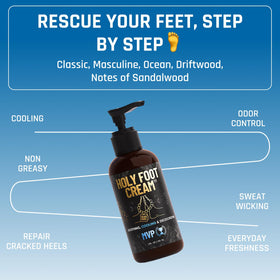 Derm Dude Holy Foot Cream texture closeup highlighting fast absorption.