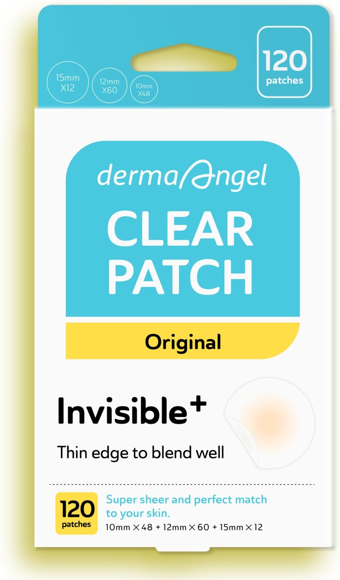DERMA ANGEL ultra invisible patches packaging for discreet acne care.