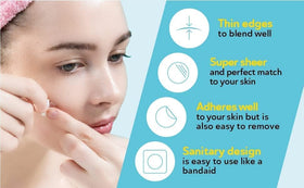 DERMA ANGEL patch providing discreet care for redness and blemishes.