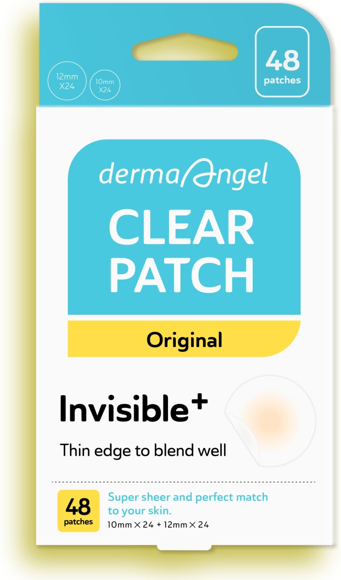 DERMA ANGEL ultra invisible patches on skin blending under makeup for discreet care.