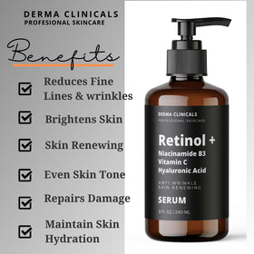 DERMA CLINICALS Retinol+ Serum being applied to skin shows absorption