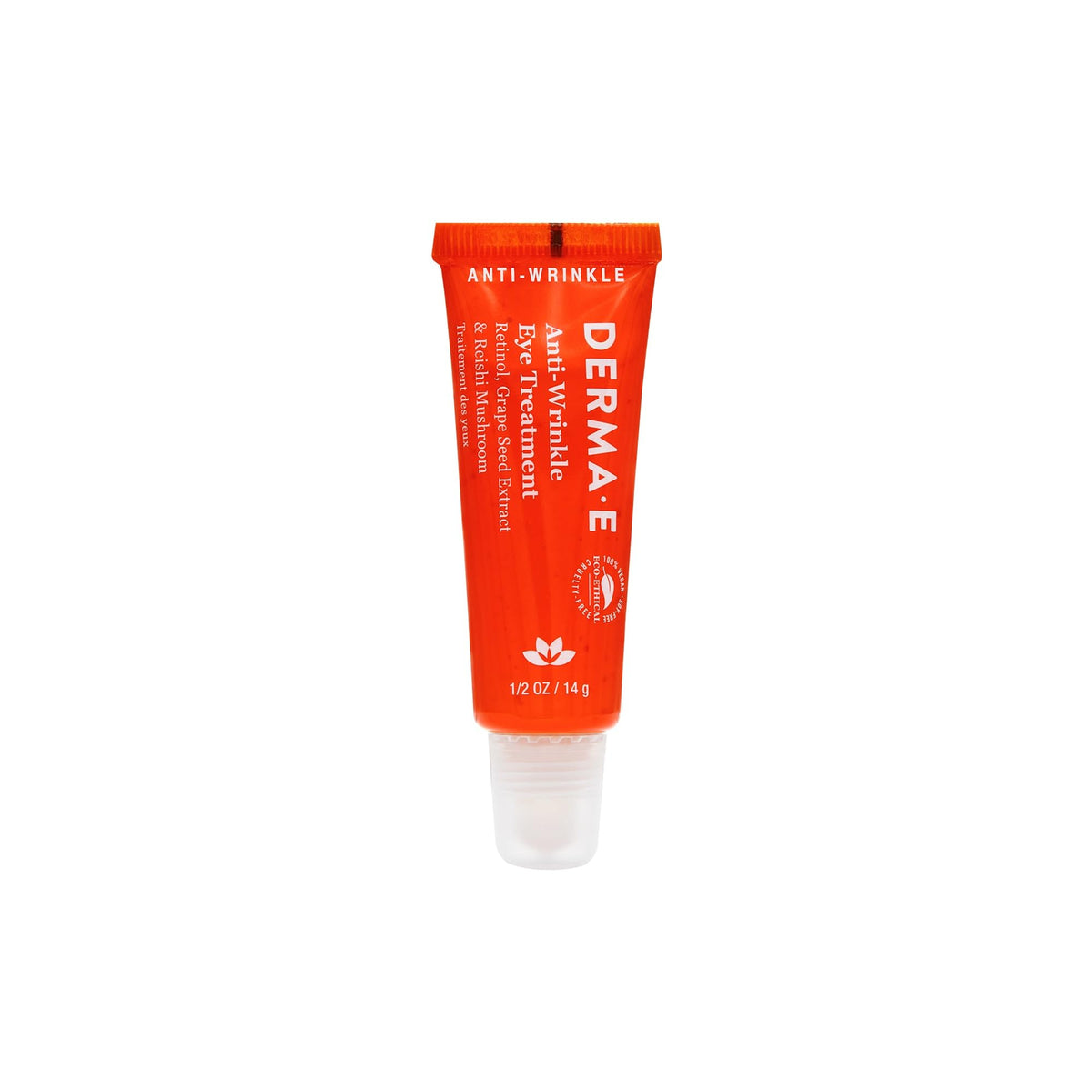 Derma E Anti-Wrinkle Eye Treatment bottle showing retinol benefits for smoother under-eye skin.