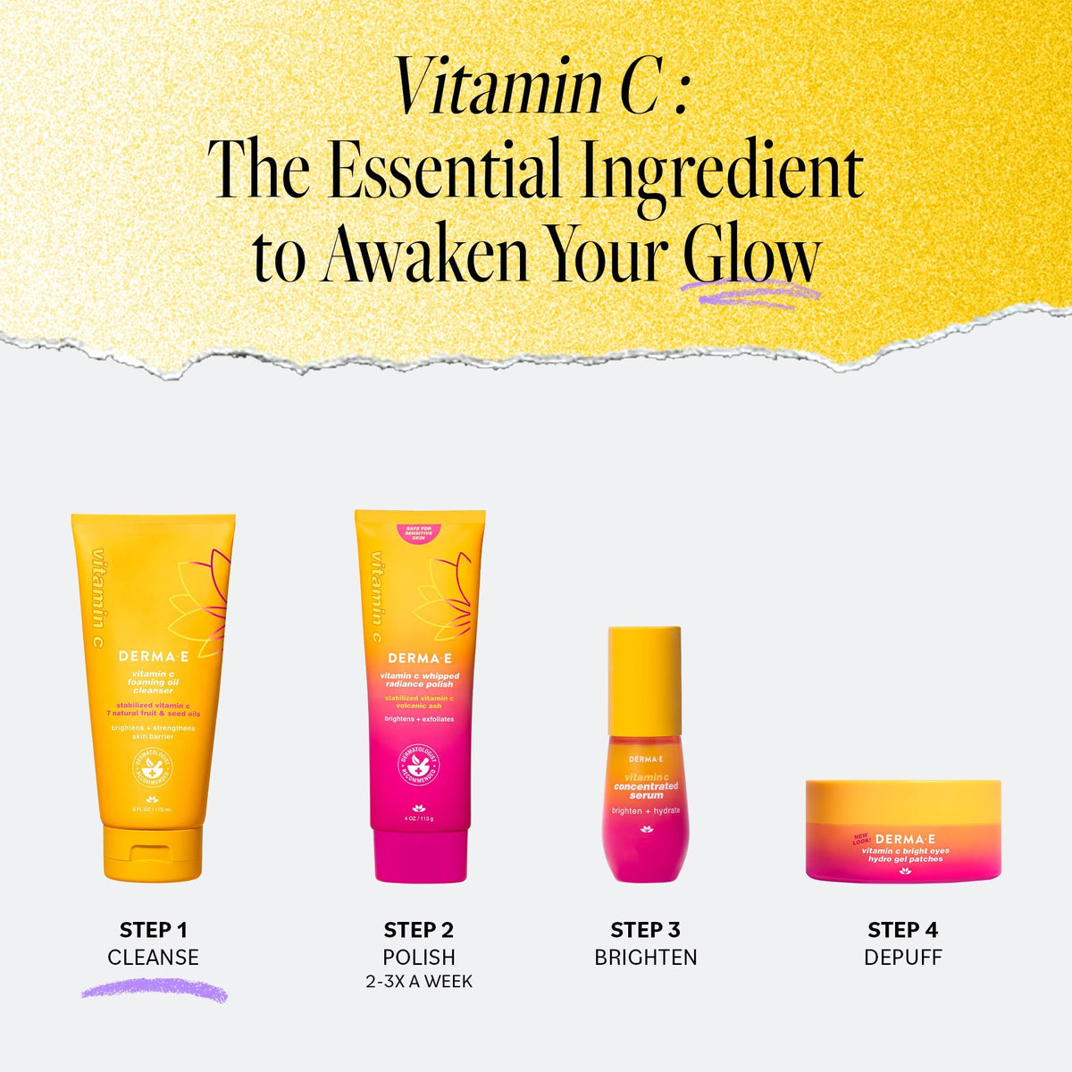Derma E daily cleanse routine application demonstrates simple, no-double-cleanse use