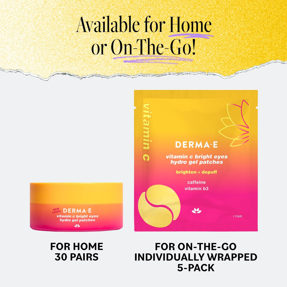 Derma E dark circle patches target dull areas for a brighter under-eye look.