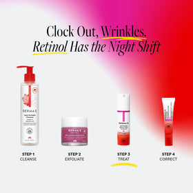 Derma E bottle being pumped during night routine.