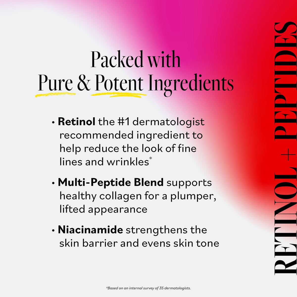 Derma E night skincare routine setup with bottle on countertop.