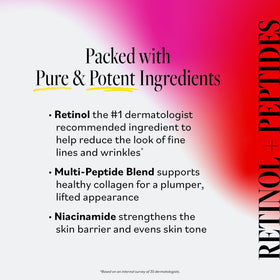Derma E night skincare routine setup with bottle on countertop.
