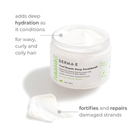 Derma E Ramos Curl Repair Deep Treatment label highlights cruelty-free messaging.