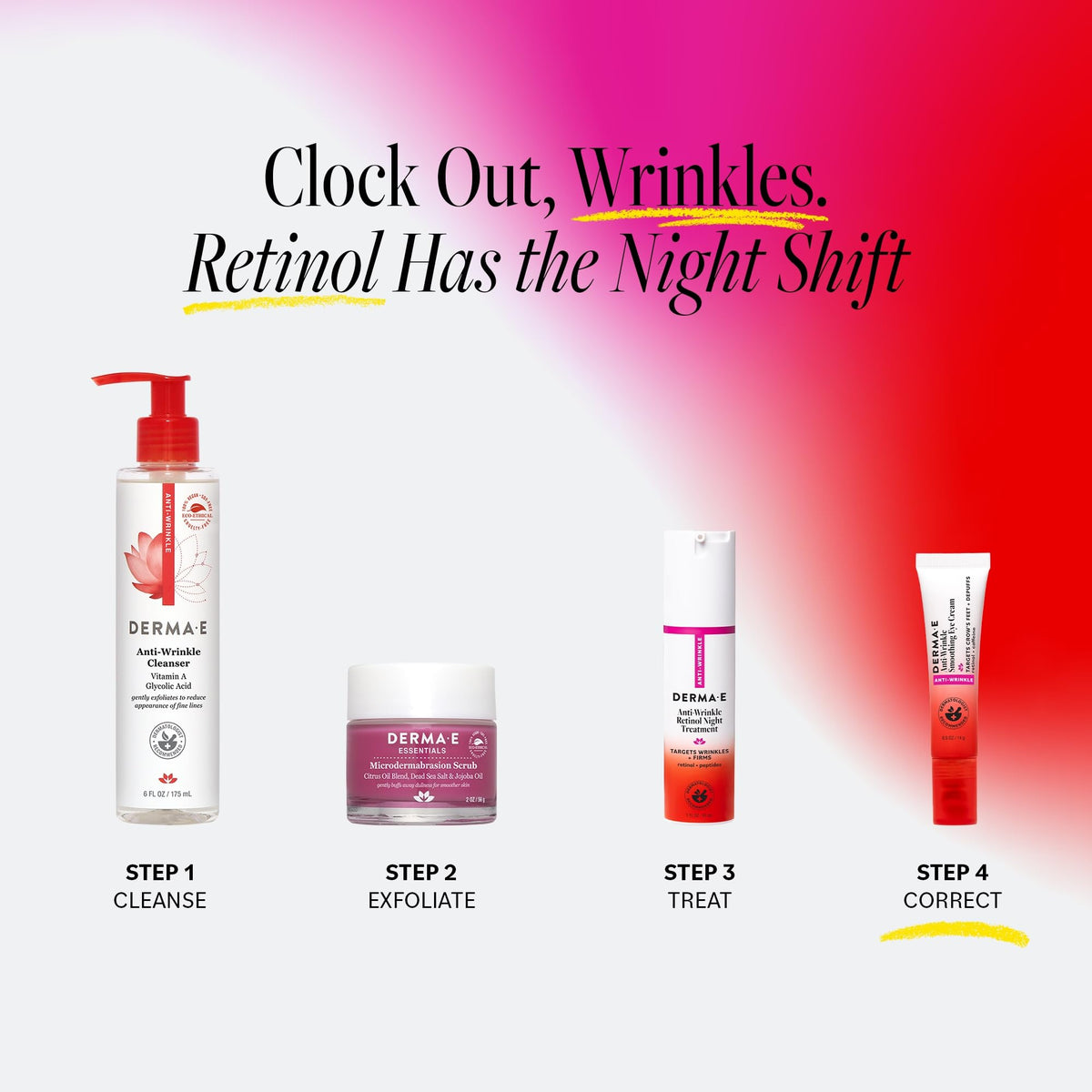 Derma E bottle highlighting retinol and caffeine benefits