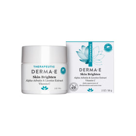 Derma E Skin Brightening Cream front jar shows natural formula for even skin tone.