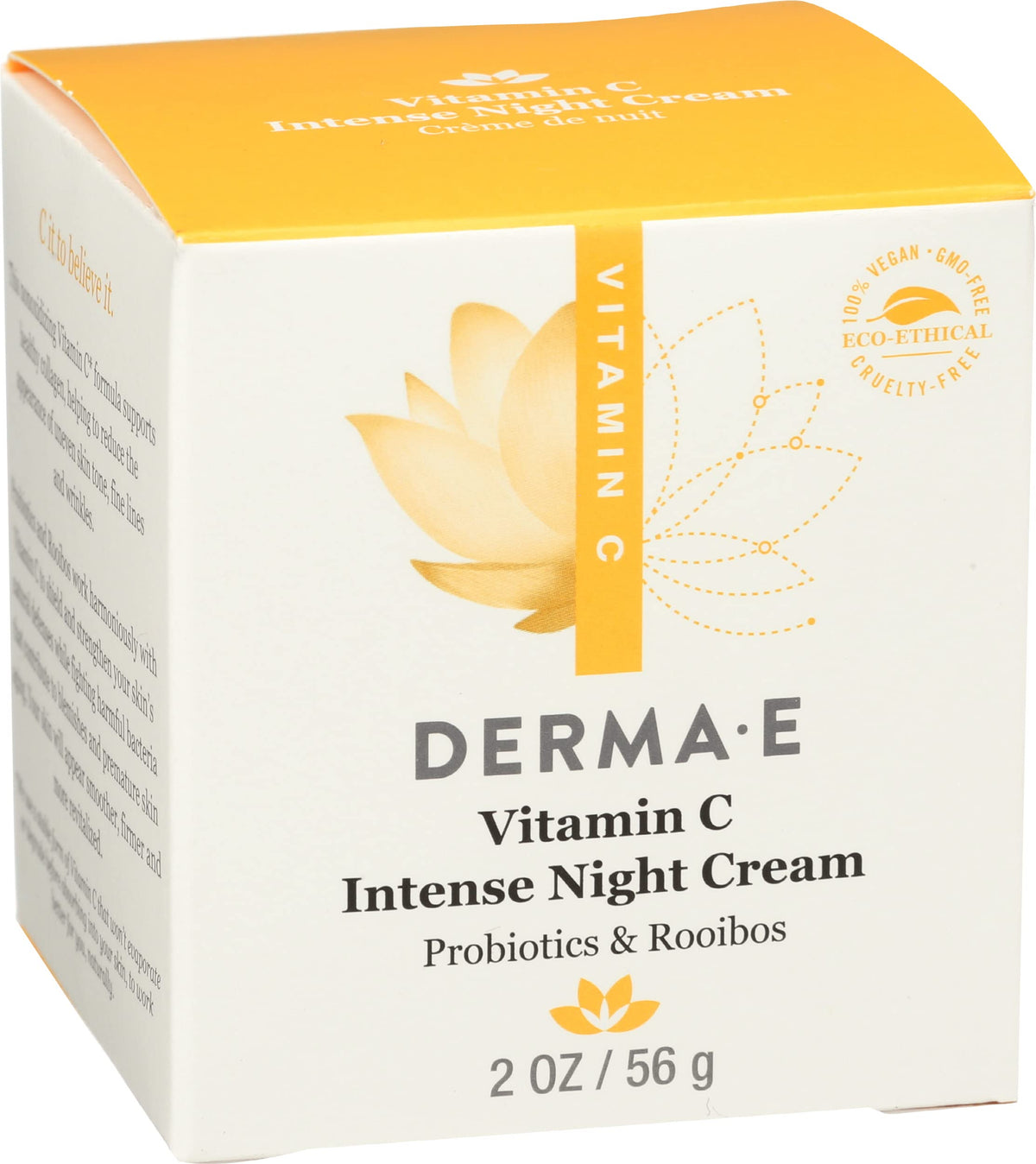 Derma E Vitamin C Intense Night Cream ingredients panel indicates clean vegan option