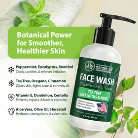 Derma-Nu Gentle Face Wash pump closeup emphasizes a soothing, non-drying lather.