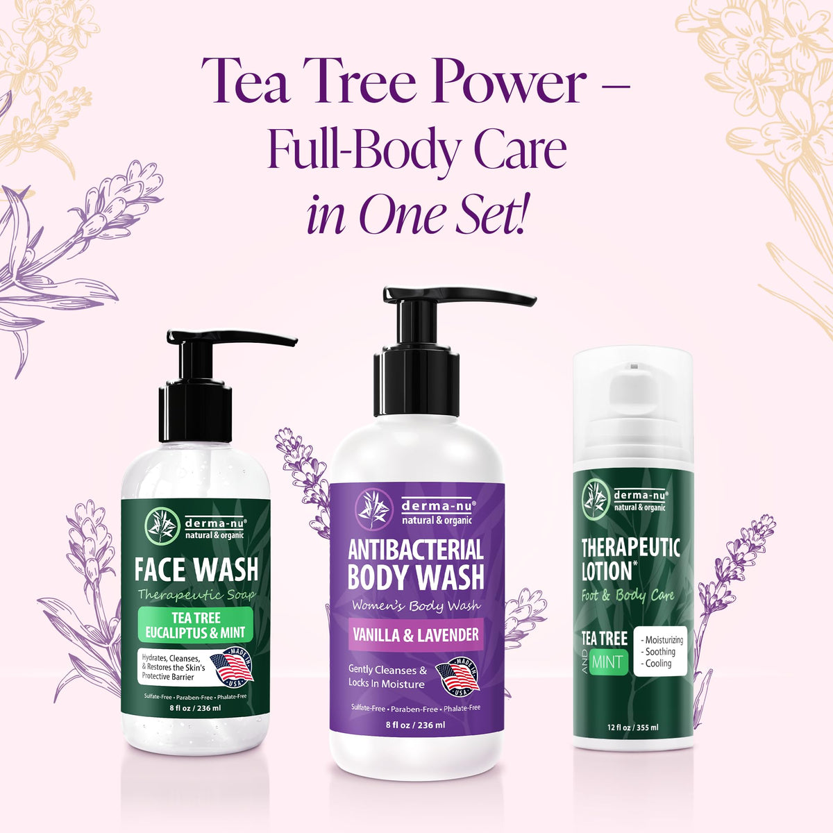 Derma-Nu Tea Tree Spa scent enhances your shower routine