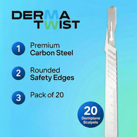 DermaTwist 10R dermaplane razor in use on clean skin for smooth shaving.
