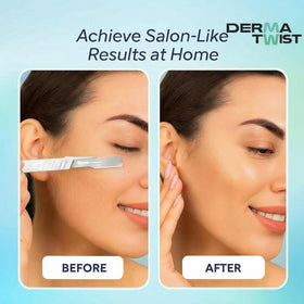 DermaTwist 10R dermaplane razor gamma-sterilized packaging emphasizes hygiene.