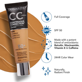 Dermablend CC Cream texture close up highlighting a lightweight breathable finish.