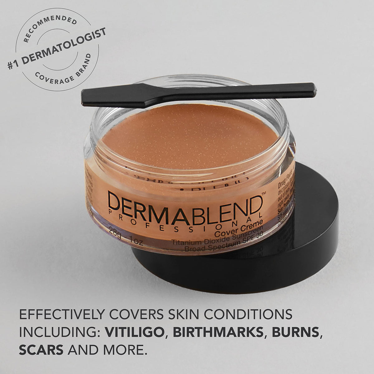Dermablend Cover Creme 16-hour wear with powder setting example.