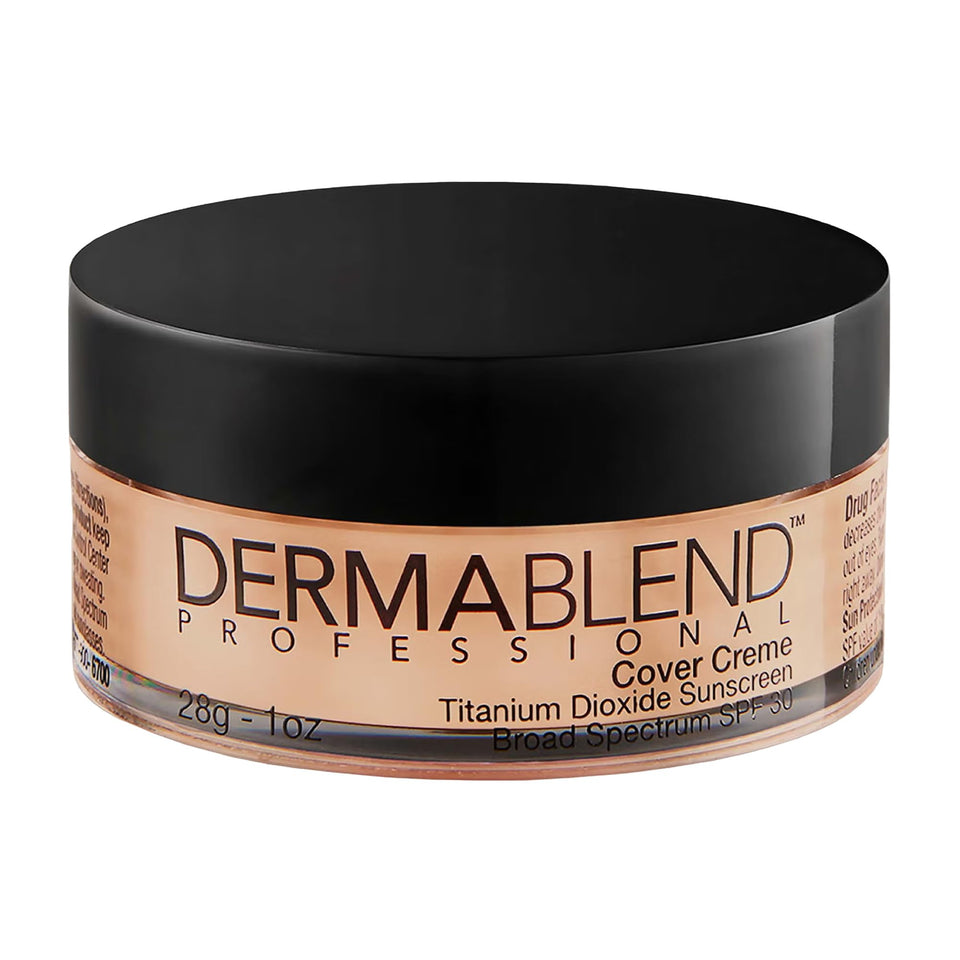 Dermablend Cover Creme SPF 30 bottle shows full coverage and natural finish.