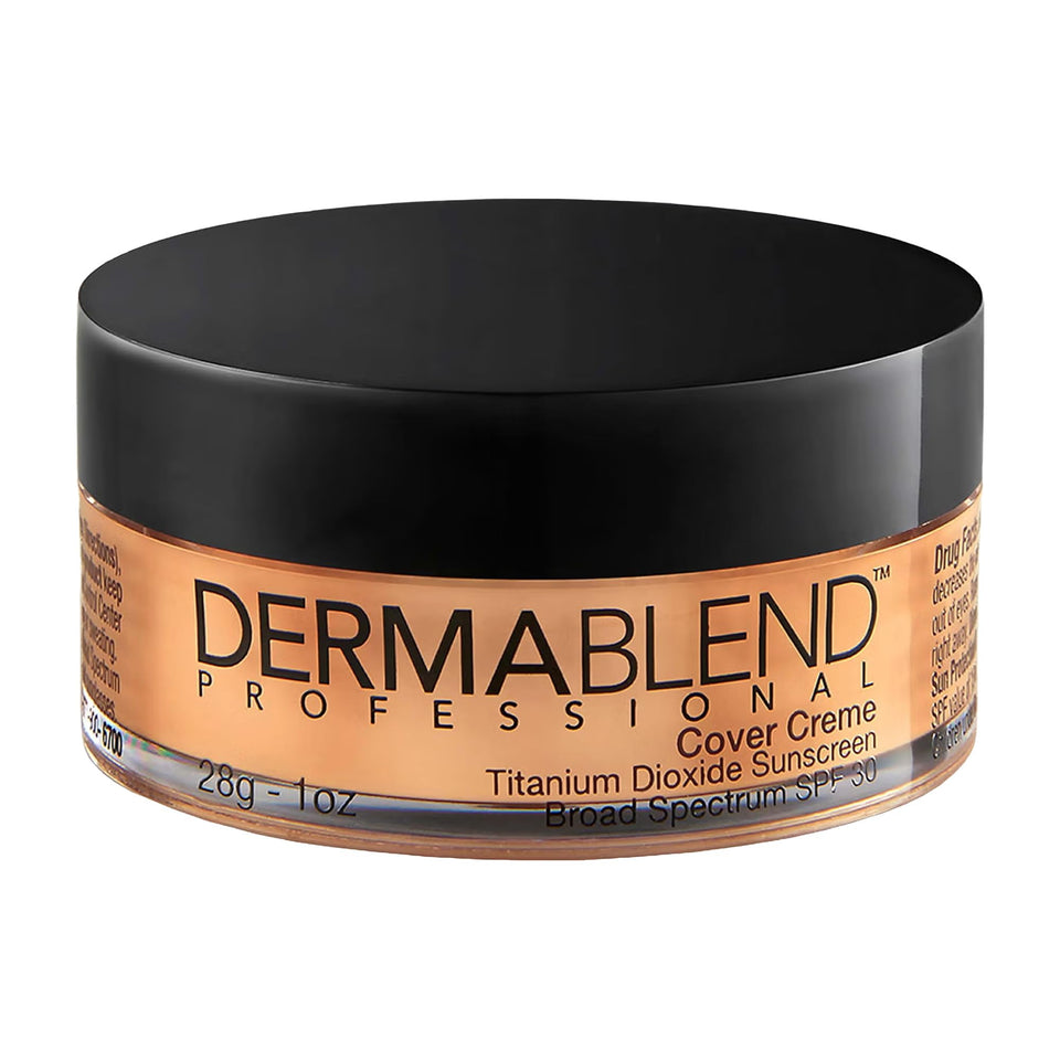 Dermablend Cover Creme SPF 30 bottle shown with a natural finish