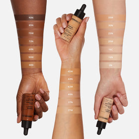 Dermablend Flawless Creator liquid texture closeup highlights buildable coverage.