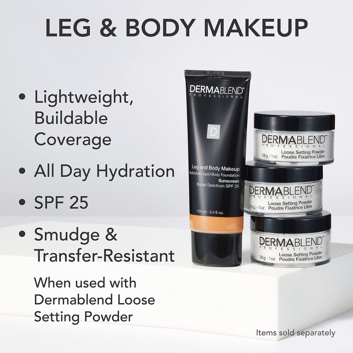 Dermablend being applied to the leg for seamless coverage.