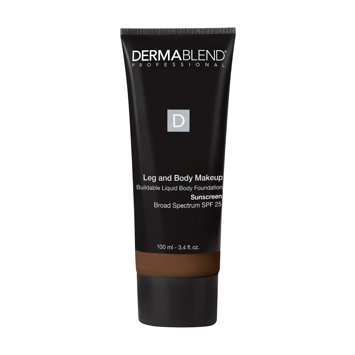 Dermablend leg and body makeup bottle with SPF 25 for even coverage.