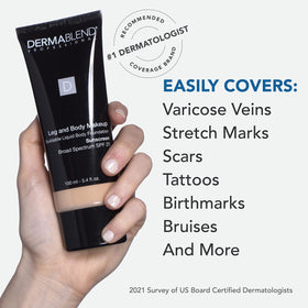 Dermablend swatch displays 70W Deep Golden shade for skin-tone matching.