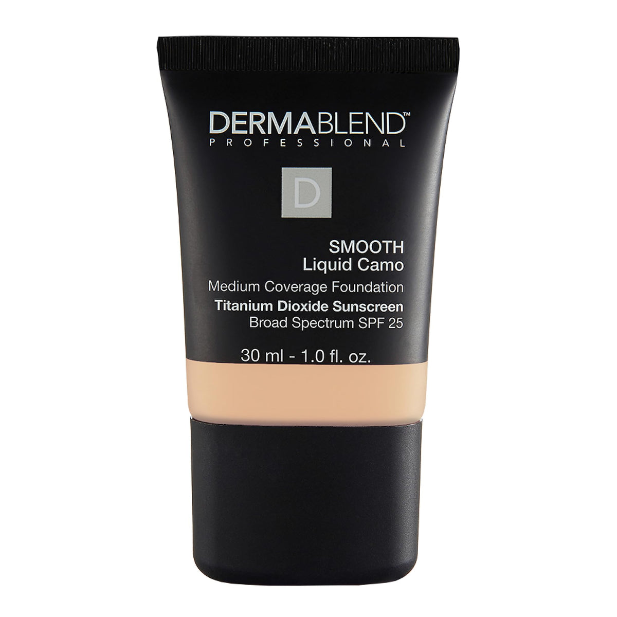 Dermablend Smooth Liquid Camo Foundation bottle front showing hydrating coverage for dry skin.