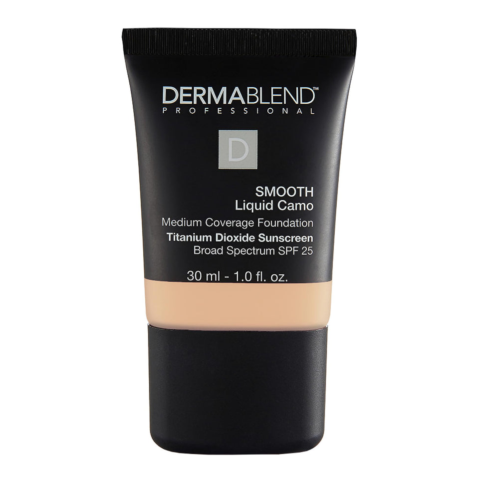 Dermablend Smooth Liquid Camo Foundation bottle front showing hydrating coverage for dry skin.