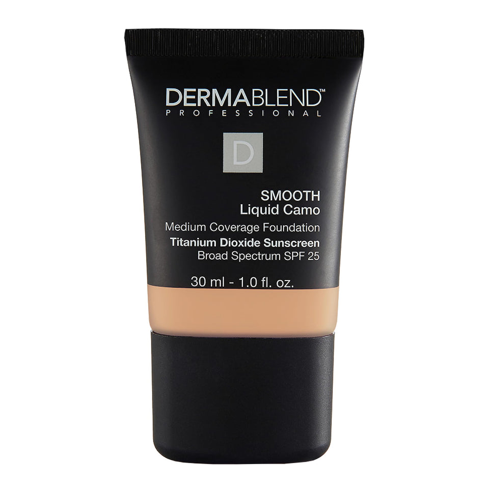 Dermablend Smooth Liquid Foundation bottle front in Camel shade for everyday coverage.
