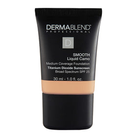 Dermablend Smooth Liquid Foundation bottle shows hydrating formula with SPF 25.