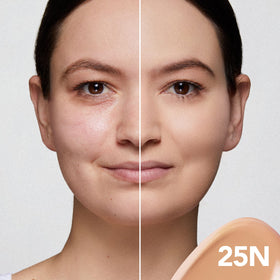 Swatches demonstrate Dermablend Smooth Liquid Foundation's buildable coverage.
