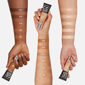 Dermablend SPF 50+ protection logo emphasizing sun defense with no white cast.