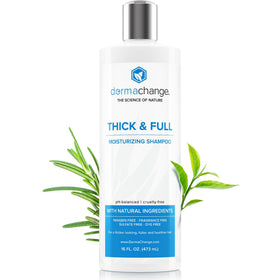 DermaChange Hair Growth Shampoo bottle on shelf boosts volume for fine, thinning hair