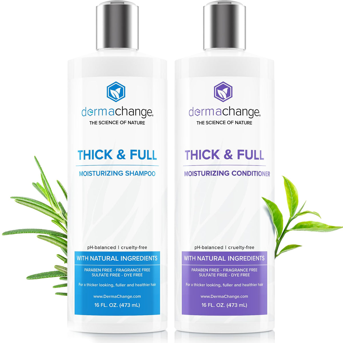 DermaChange shampoo bottle showcasing sulfate-free formula for healthier hair