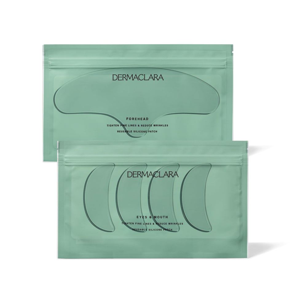 Dermaclara eye patches applied to hydrate and smooth the eye area overnight.