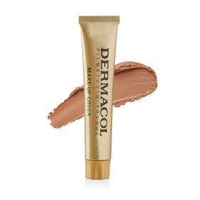 Dermacol foundation swatch on skin showing long-lasting matte coverage.